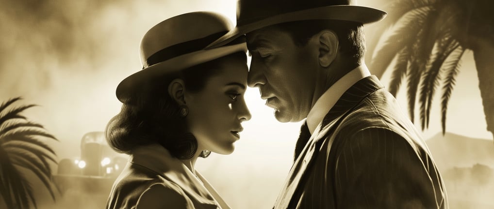 A recreation of a movie poster inspired by the classic film 'Casablanca.'