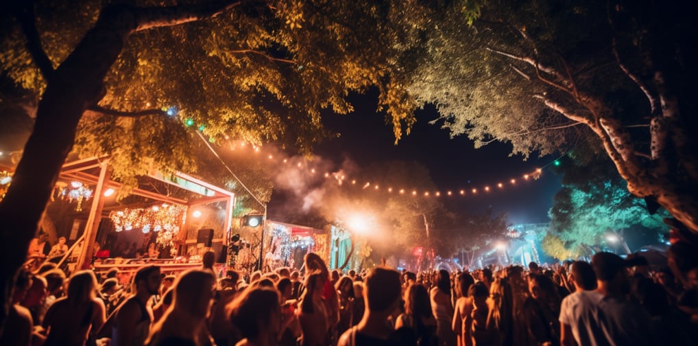 bustling nightlife scene in Ibiza, Spain