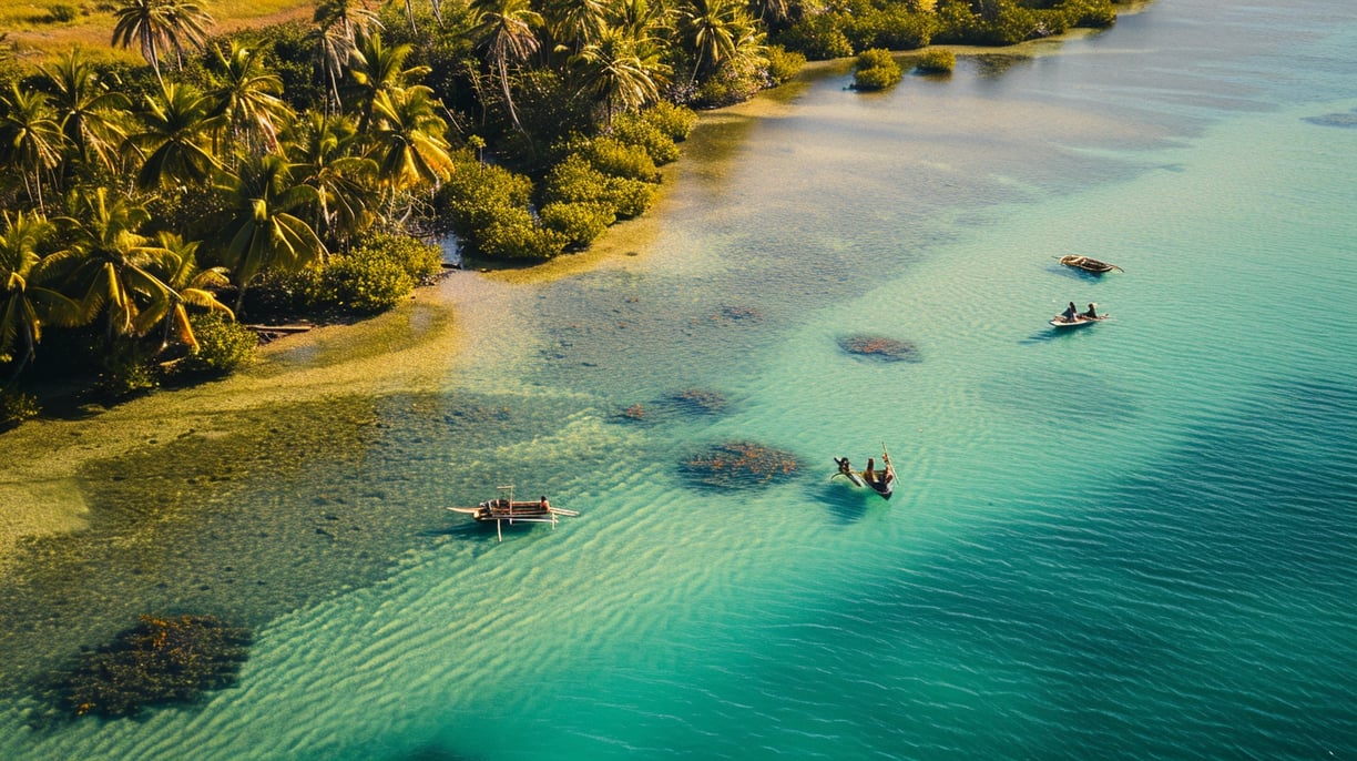 a group of people in a boat on the water
