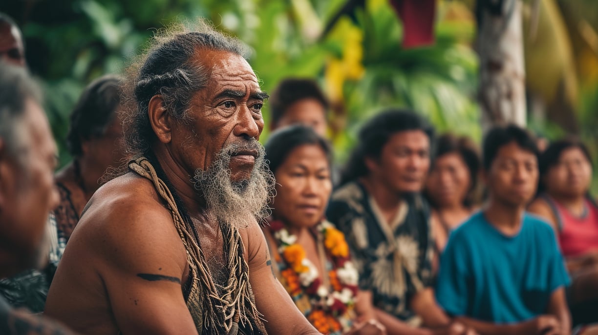 a group of locals in cook islands