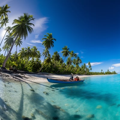 a boat in the water near a beach