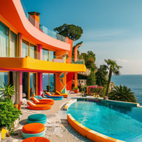 luxury villa in saint tropez in vibrant colors