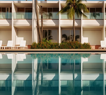 pool and facade of a resort in Kona, Hawaii