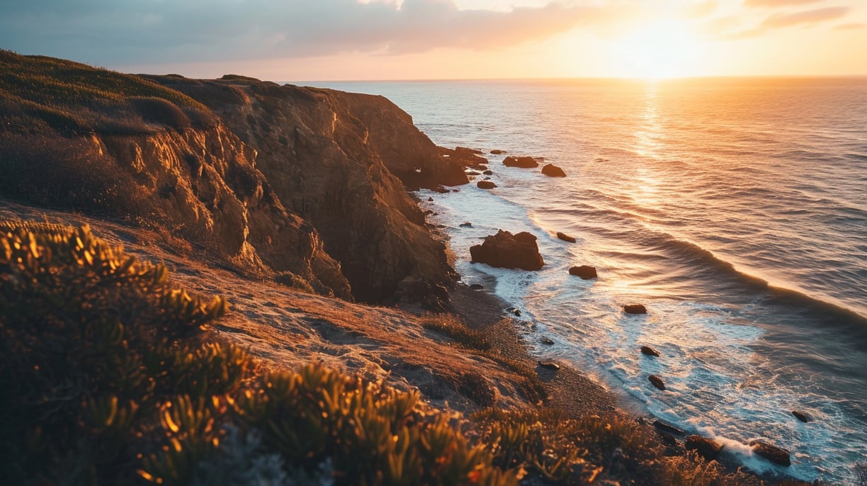 a person standing on a cliff overlooking the ocean