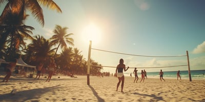 Beach volleyball in Tulum, Mexico Beach volleyball in Tulum, Mexico