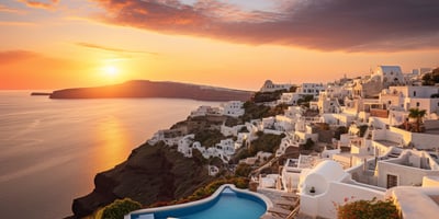 Santorini, Greece establishing shot
