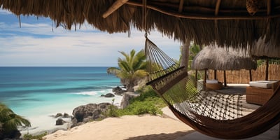Tulum, Mexico beachfront villa with hammock Tulum, Mexico beachfront villa with hammock