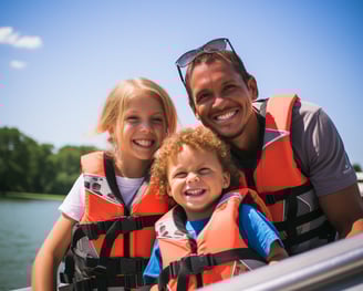 boating on rend lake scene a family two parents