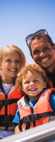 boating on rend lake scene a family two parents