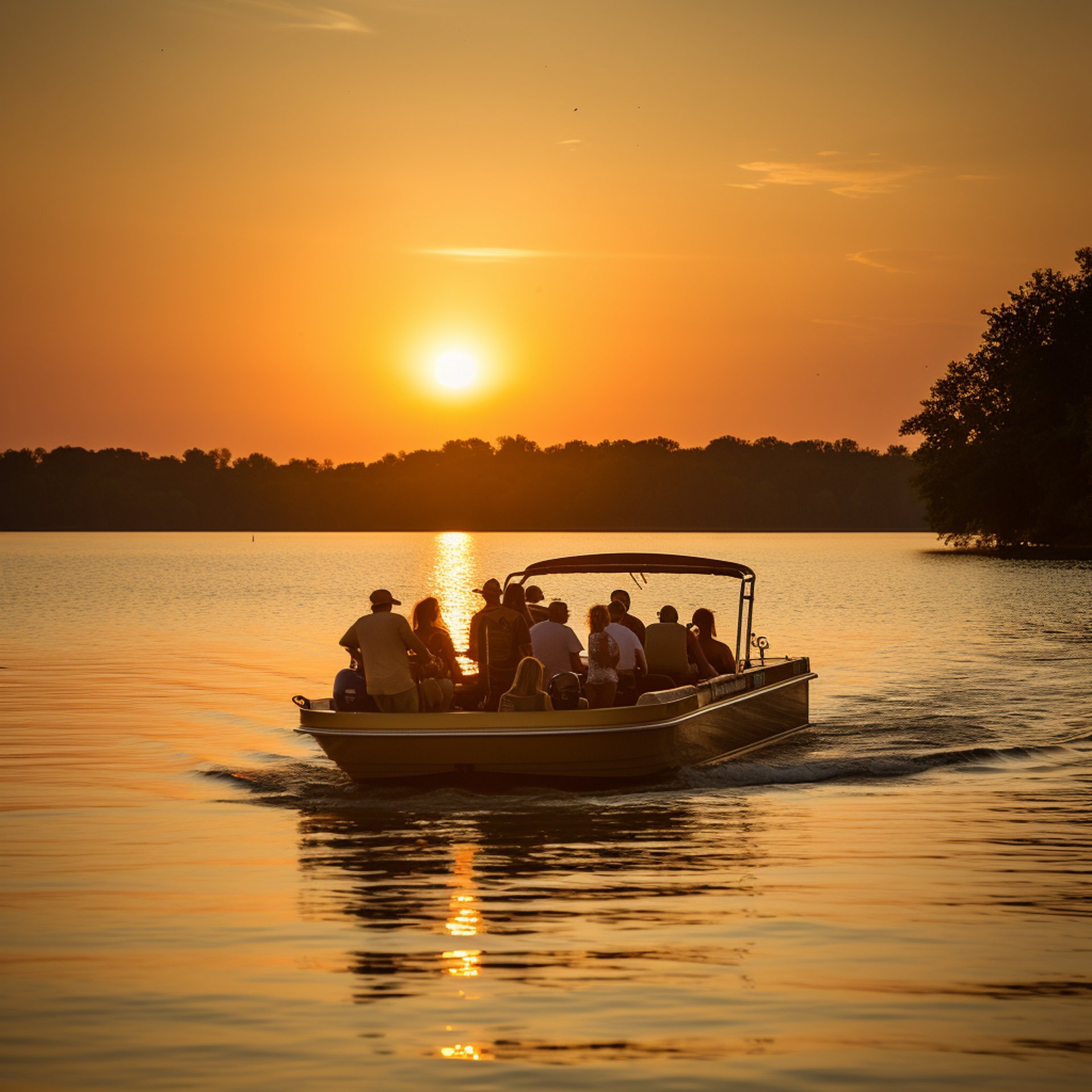 sunset boating on rend lake