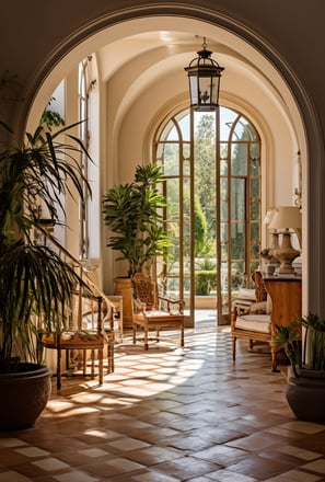 the foyer of a romantic Saint-Tropez villa that is ideal for couples & honeymooners