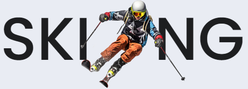 text with picture of a man skiing