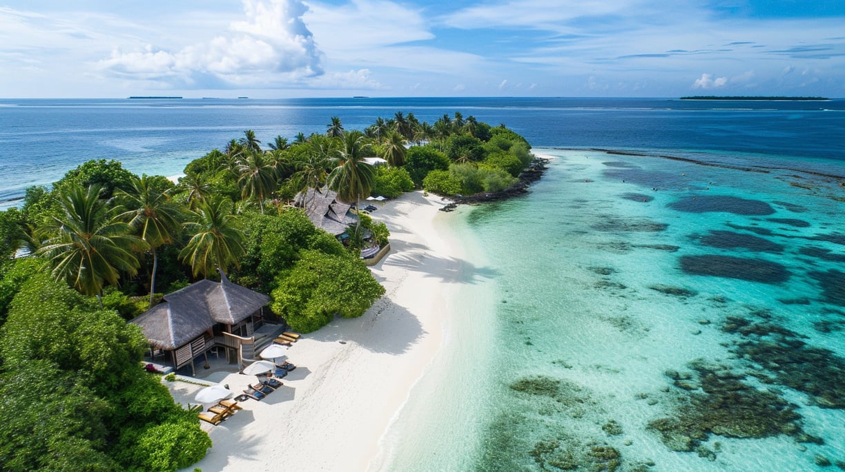 nipa huts by the beach in maldives