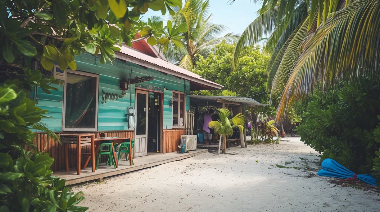 a simple maldivian house by the beach