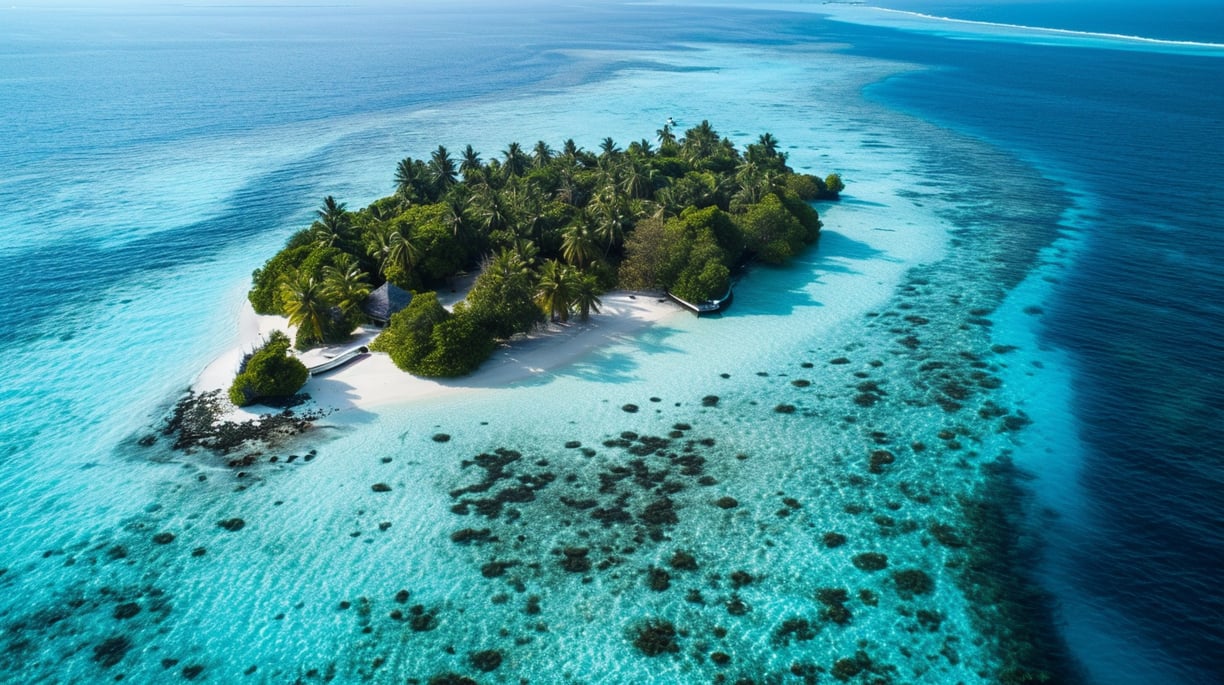 aerial view of a lesser-known Maldivian island