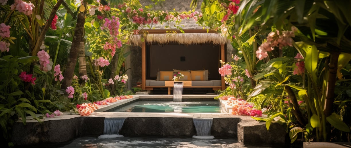 a small pool with a waterfall