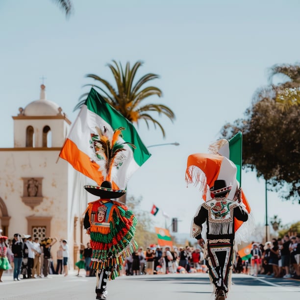 a group of people in costumes walking down a street in puebla, mexico