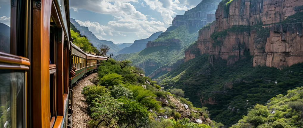 a train traveling through a mountain range in mexico a train traveling through a mountain range in mexico