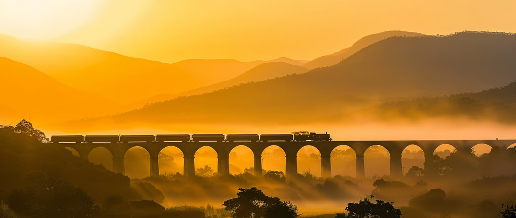 a train passing through a rail above the river in mexico a train passing through a rail above the river in mexico