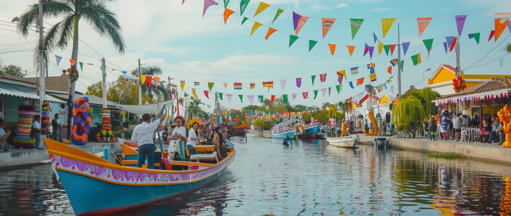 a boat with people on it in a river in mexico