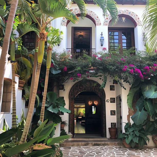 a hotel with a balcony with bunch of plants in mexico a hotel with a balcony with bunch of plants in mexico