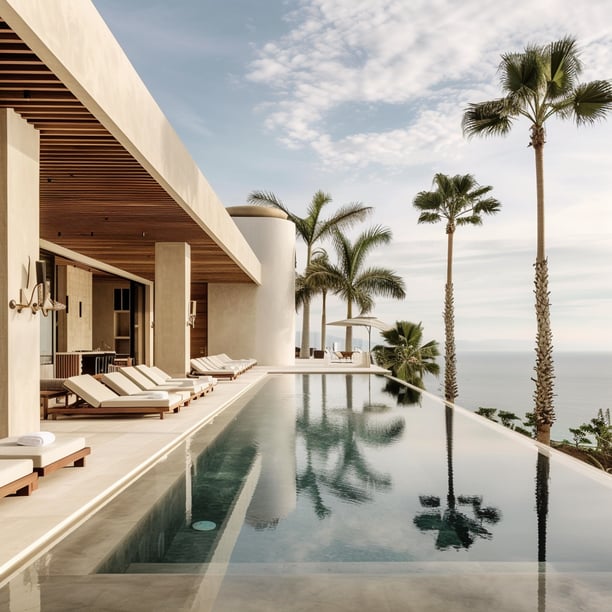 a villa with pool with a view of the ocean in mexico a villa with pool with a view of the ocean in mexico