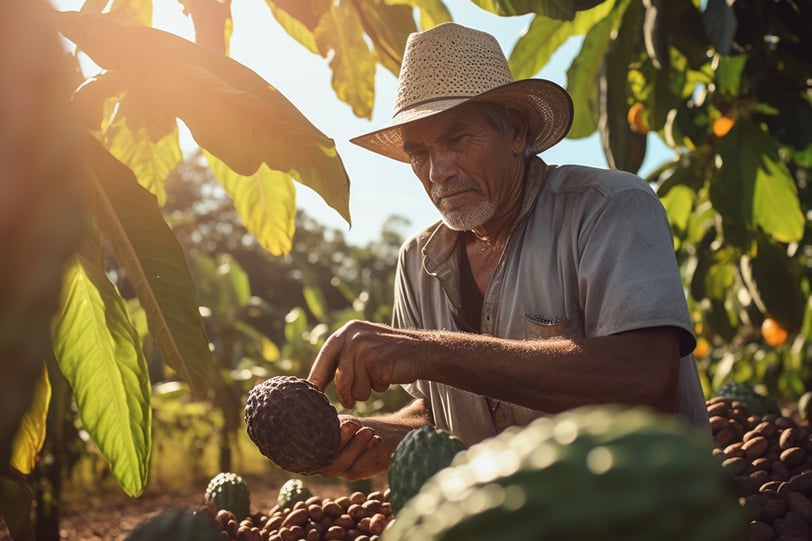 Cacao harvest in tropical regions