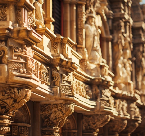 a building with many ornate carvings in Mexico