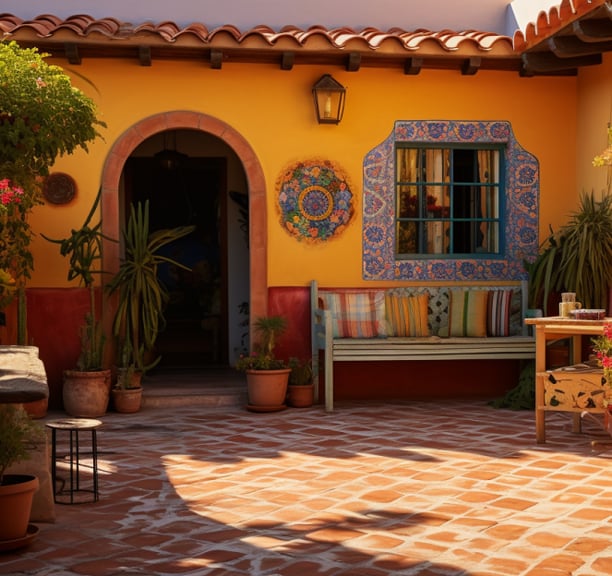 a patio of a traditional Mexican home