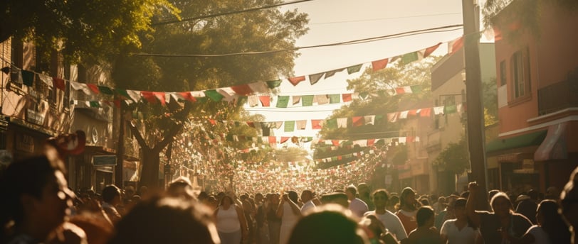 a crowd of people in the streets
