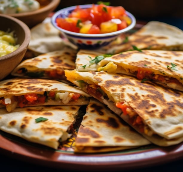 a plate of quesadilla