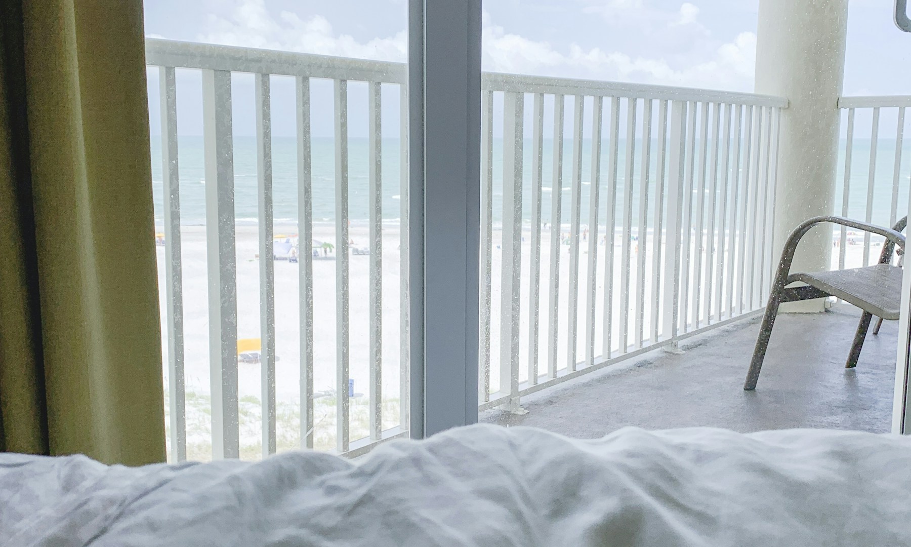 window overlooking a beach