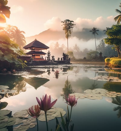 Bali Indonesia scenery in soft pastel colors Bali Indonesia scenery in soft pastel colors