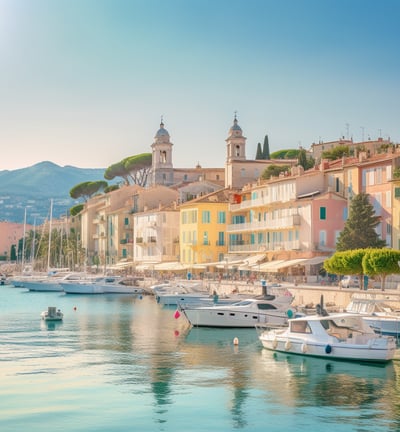 Côte d'Azur France scenery in soft pastel colors Côte d'Azur France scenery in soft pastel colors