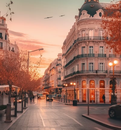 Madrid Spain scenery in soft pastel colors Madrid Spain scenery in soft pastel colors