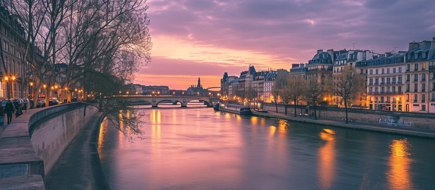 a romantic stroll along the seine river