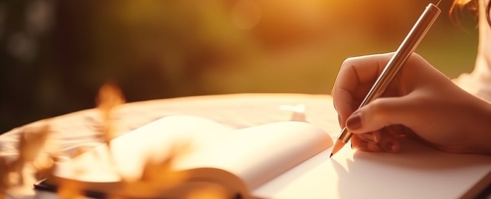 couple writing on a notebook together