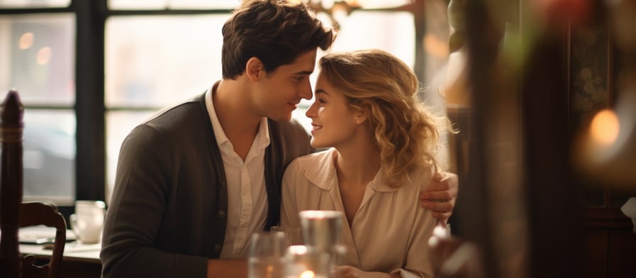 honeymoon couple sharing a tender moment