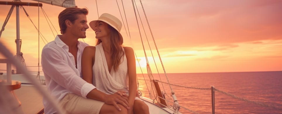 honeymooners enjoying a sunset cruise in the Maldives