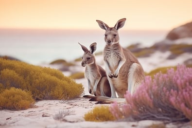 Kangaroo Island, Australia scenery in soft pastel colors