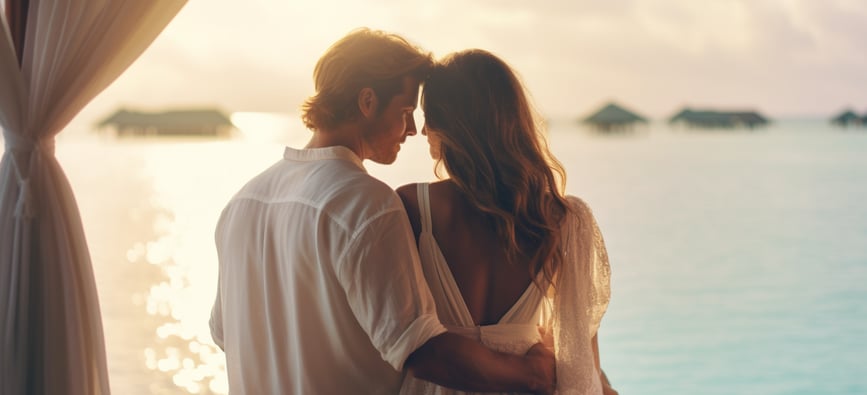 newlyweds enjoying a tranquil moment