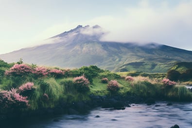 Pico Island scenery in soft pastel colors