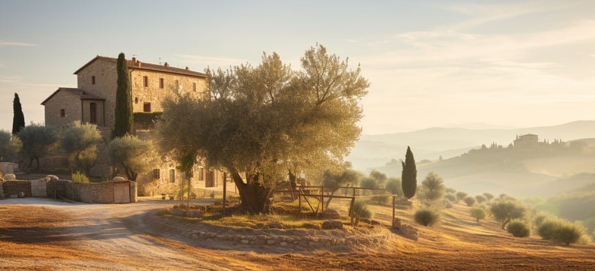 Tuscany Italy scenery in soft pastel colors