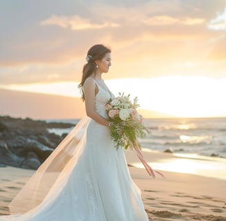 bride in maui hawaii beach wedding