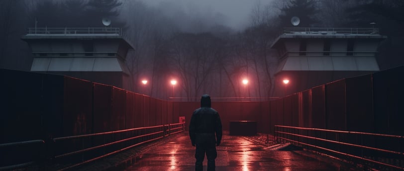 man standing in dark light 