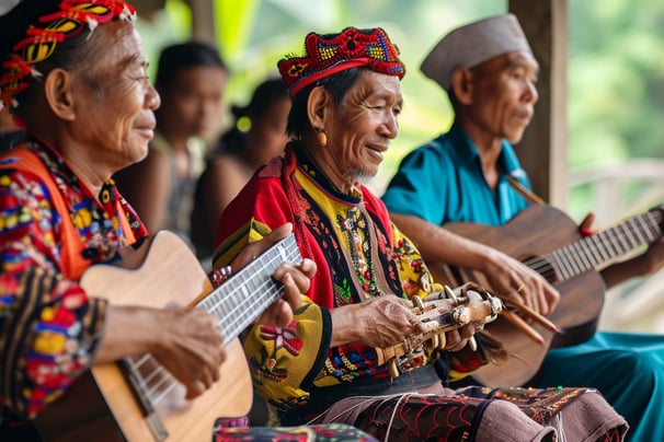 classical Filipino ethnic group playing for an audience.