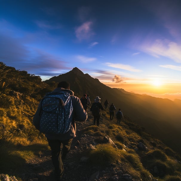 Hiking Philippine mountains at dawn