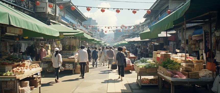 Taiwanese market on a busy day