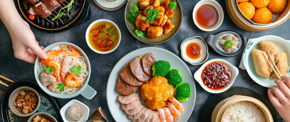 traditional Cantonese cuisine plates.