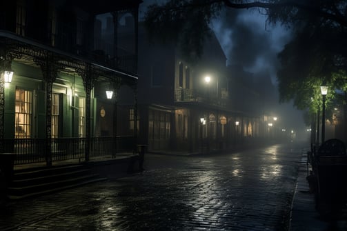 a street scene with a bench and a bench in the middle of the street